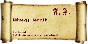 Névery Henrik névjegykártya